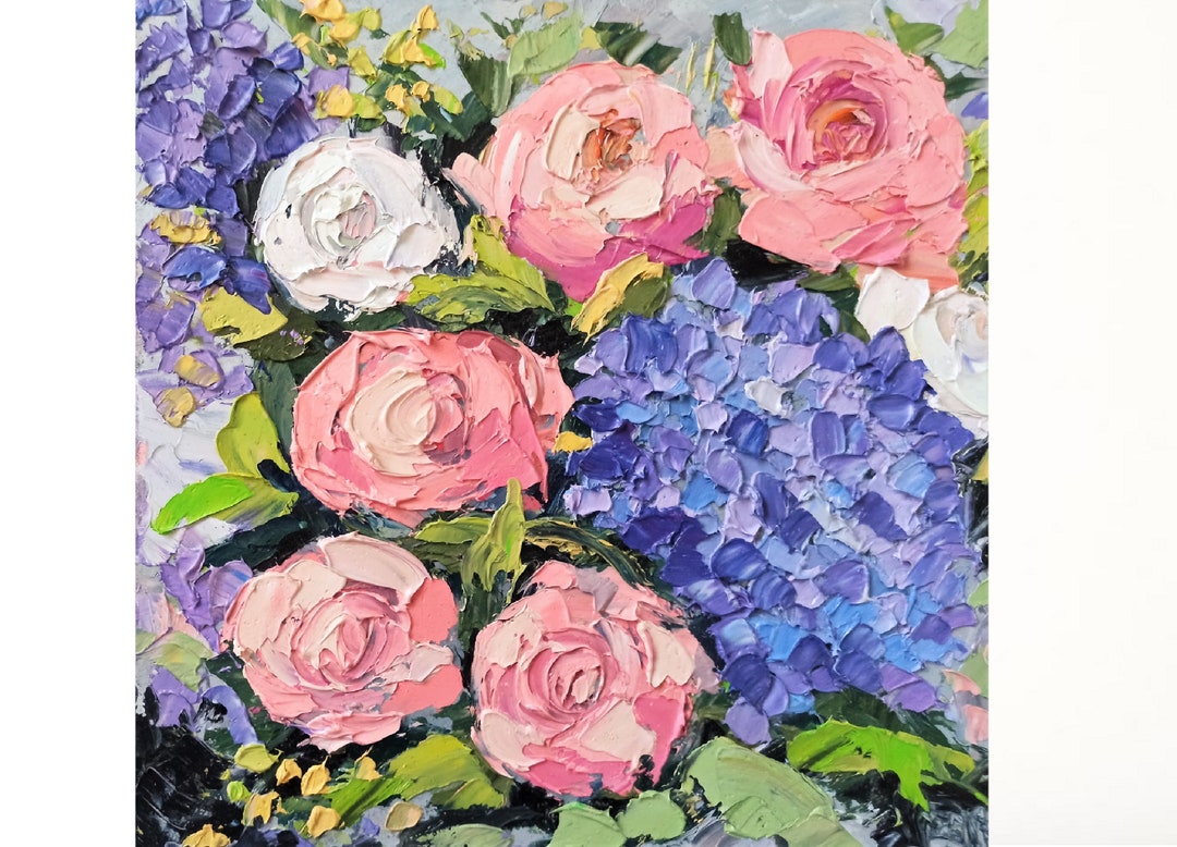 Rose Oil Painting Floral Original Art Rose Painting Flower Etsy