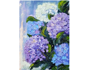 Hydrangea Painting Flower Original Artwork Impasto Oil Painting Hydrangea Original Painting 30x20cm by Inna Bebrisa