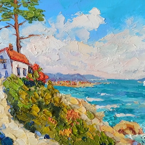 Ireland Oil Painting Seascape Art 20x25cm Hand Painted Impasto Artwork by Inna Bebrisa