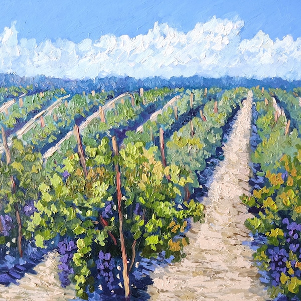 Vineyard Painting Tuscany Original Art Vineyard Landscape Oil Painting Tuscany Landscape Original Painting 24x30cm