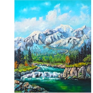 Colorado Landscape Oil Painting on Canvas 60x50cm Rocky Mountains Original Art by Inna Bebrisa