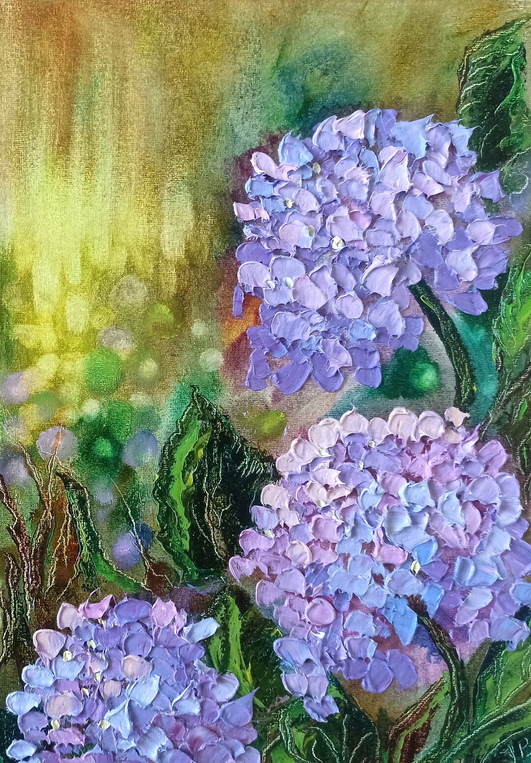 Hydrangea Oil Painting: Impasto Floral Art on Canvas Board (35x25cm) - Etsy