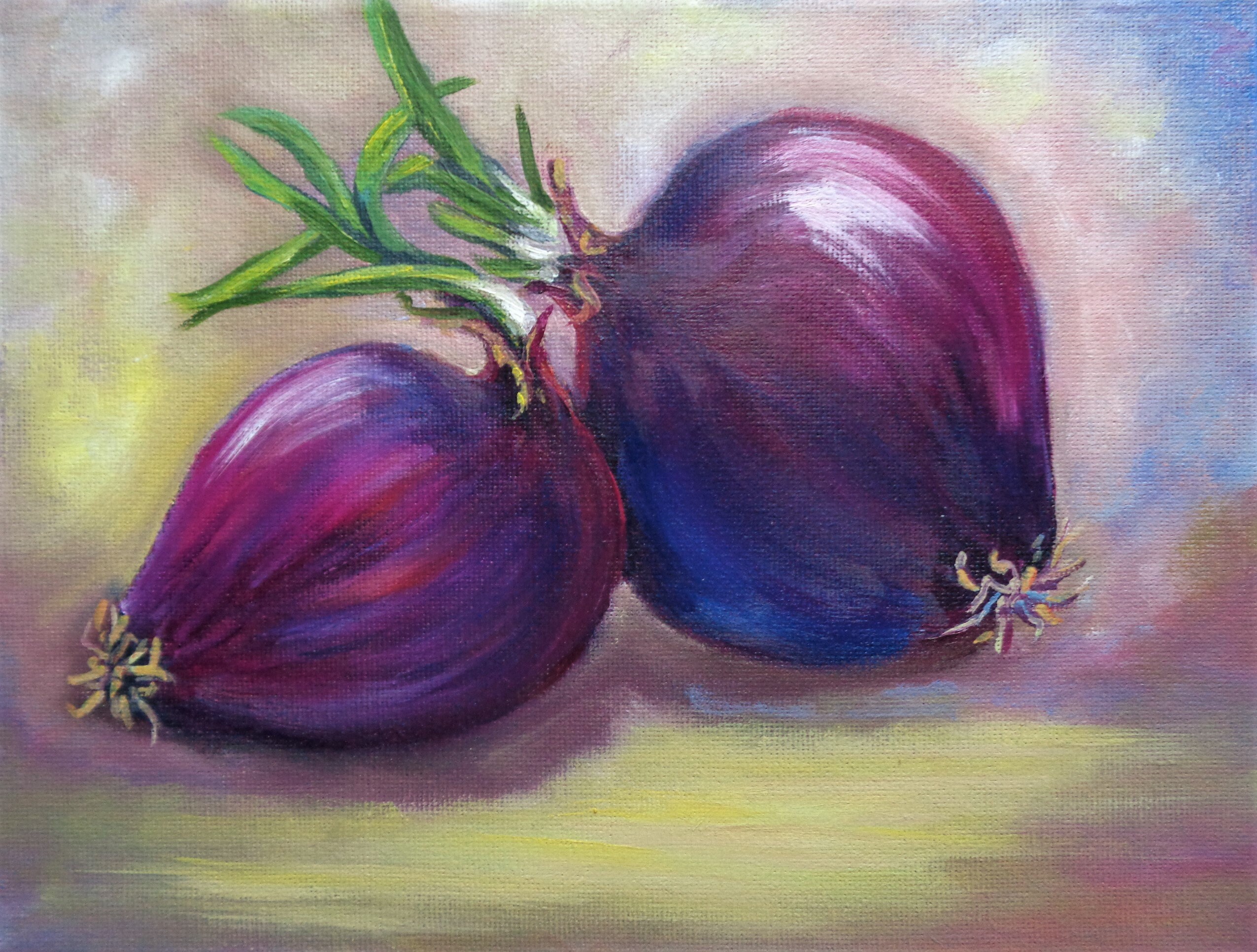 Red Onion Painting Vegetable Original Art Still Life Oil Etsy