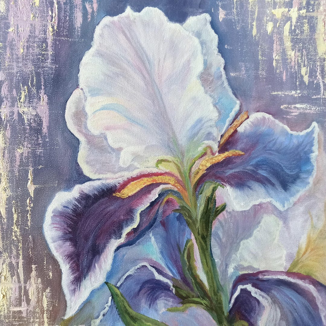 Iris Oil Painting on Canvas Flower Original Art Floral Artwork by Inna ...