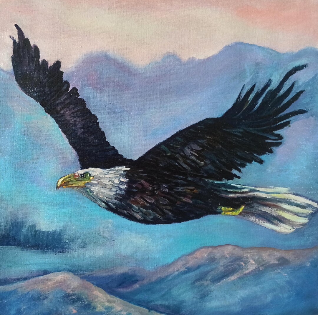 Eagle Oil Painting: Bird Original Art on Canvas Board 30x30cm by Inna ...