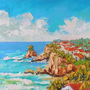 La Jolla Oil Painting San Diego Original Art California Impasto Artwork 24x30cm by Inna Bebrisa
