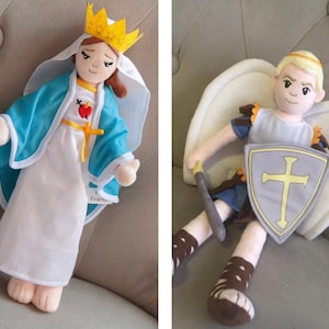 Our Lady Queen of Heaven doll and Saint Michael doll
