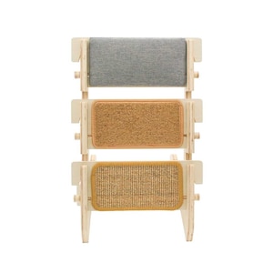 Ultimate ScratchLadder®: cojín con hierba gatera de color gris, alfombra marrón y alfombra de sisal