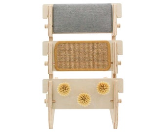 ScratchLadder® Ultimate Cat Scratcher: Seriously Grey Catnip Cushion, Sisal Carpet, Grooming