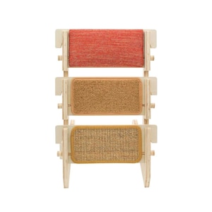 ScratchLadder® Ultimate Cat Scratcher: Red Velvet Catnip Cushion, Brown Carpet, Sisal Carpet