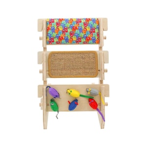 Ultimate ScratchLadder®: Colorful Cats Catnip Cushion, Sisal Carpet, Felt Mice