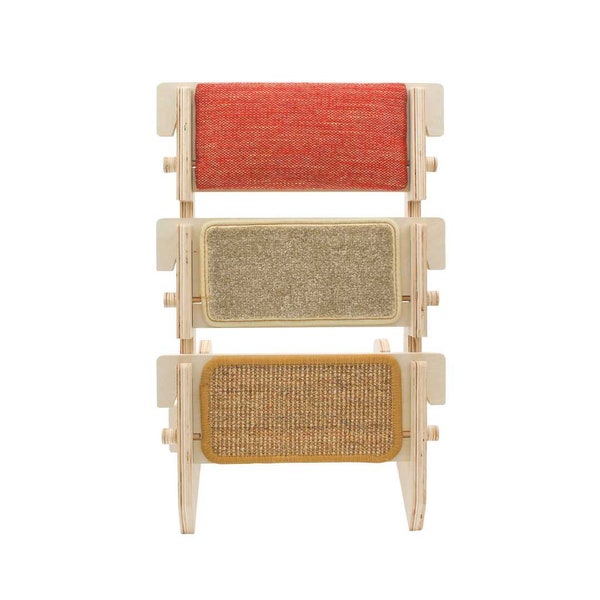 ScratchLadder® Ultimate Cat Scratcher: Red Velvet Catnip Cushion, Beige Carpet, Sisal Carpet