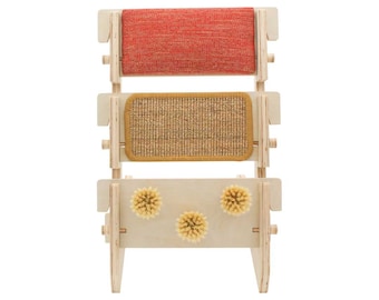 ScratchLadder® Ultimate Cat Scratcher: Red Velvet Catnip Cushion, Sisal Carpet, Grooming