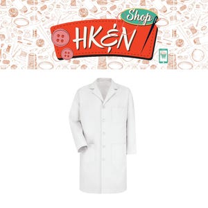 May include: A white lab coat with a long sleeve, a button closure, and two pockets. The coat is made of a lightweight fabric and is perfect for professionals in a variety of fields.