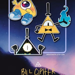 Gravity Falls Bill Cipher Book of Bill 2.5&quot; Inch Holographic Stickers