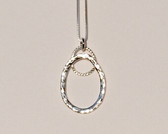 Teardrop Wire Necklace, Argentium Sterling Silver Necklace, Argentium Sterling Silver Wire, .935 Silver, Everyday Necklace, Hammered Metal