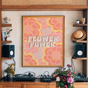70s Vintage Poster, Flower Power, 70s Home Decor, 70s Retro Home Decor, 70s Floral Print, Hippie Home Decor, 70s Bedroom Decor