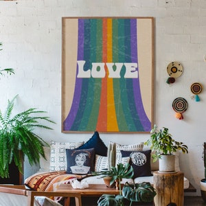 Love, 70s Vintage Poster, 70s Retro Home Decor,70s Home Decor, 70s Wall Art, Boho Home Decor, 70s Bedroom Decor, 70s