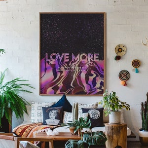 Love More Poster, 70s Vintage Poster, Retro Boho Wall Art, 70s Style Home Decor, Vintage Bedroom Print, 70s Wall Art
