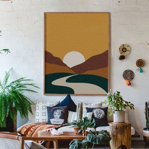 Boho Decor, Above Couch Gallery Wall, Boho Wall Decor, Burnt Orange Art, Bedroom Decor, Boho Living Room Poster, Wall Art