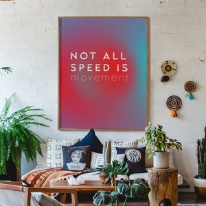 No toda la velocidad es, letras de motivación, decoración del hogar de los 70, decoración del hogar retro de los 70, cartel vintage de los 70, decoración del dormitorio de los 70