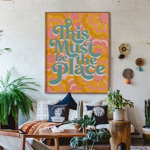 Este debe ser el lugar, póster de citas, decoración del hogar retro de los años 70, arte solar vintage, diseño bohemio, arte de pared del dormitorio, póster vintage de los años 70