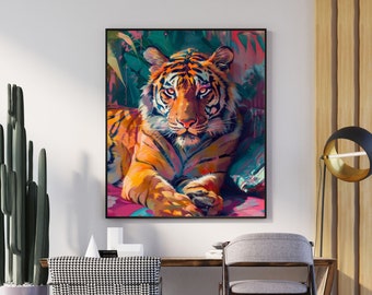 Tiger Art Poster: Maximalist Pop Art Print