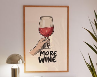 Wine Illustration Poster: Fun Kitchen & Bar Art