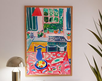 Colorful Kitchen Painting: Abstract Acrylic Art Print