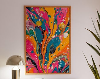 Colorful Fluid Art Painting: Modern Abstract Wall Decor