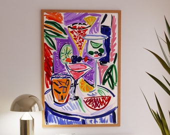 Colorful Abstract Cocktail Art Print, Vibrant Drink Design, Digital Download, High-Resolution JPG, Modern Wall Decor