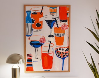 Colorful Abstract Cocktail Art Print, Vibrant Drink Design, Digital Download, High-Resolution JPG, Modern Wall Decor