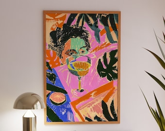 Matisse Painting, Colorful Abstract Portrait, Art Print, Vibrant Pop Art Illustration, Modern Wall Decor