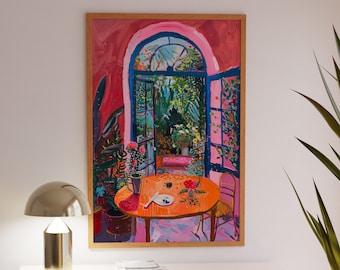 Matisse Painting Print: Expressionist Floral Window, Colorful Home Decor