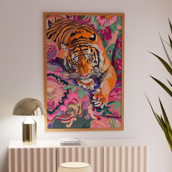 Matisse Painting, Tiger on the Armchair Print, Trendy Decor, Tiger Art Poster, Maximalist Bedroom Wall Art, Preppy Wall Art