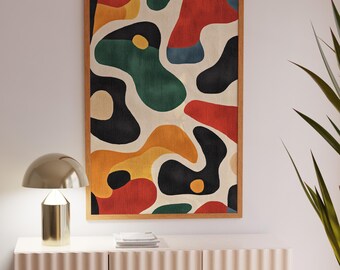 Abstract Modern Art Area Rug, Colorful Geometric Patterned Rug for Living Room