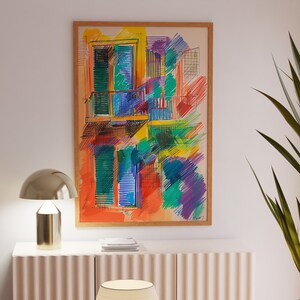 Colorful Abstract Cityscape Print - Vibrant Matisse Inspired Lines, Modern Home Decor Wall Art & Expressive Urban Artwork