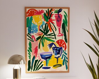 Cocktail Art Print, Colorful Modern Design, Digital Download, High-Resolution JPG, Contemporary Wall Decor
