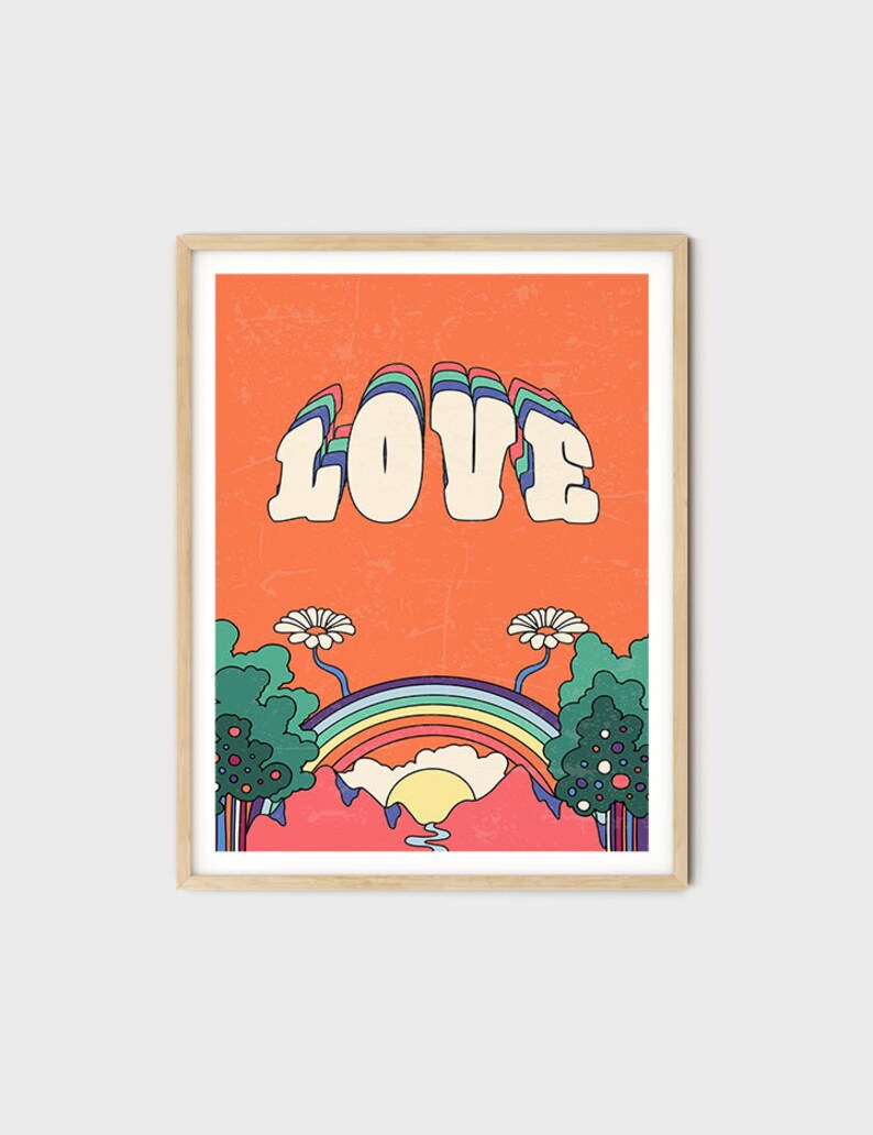 Love, 70s Vintage Poster, 70s Retro Home Decor,70s Home Decor, 70s Wall