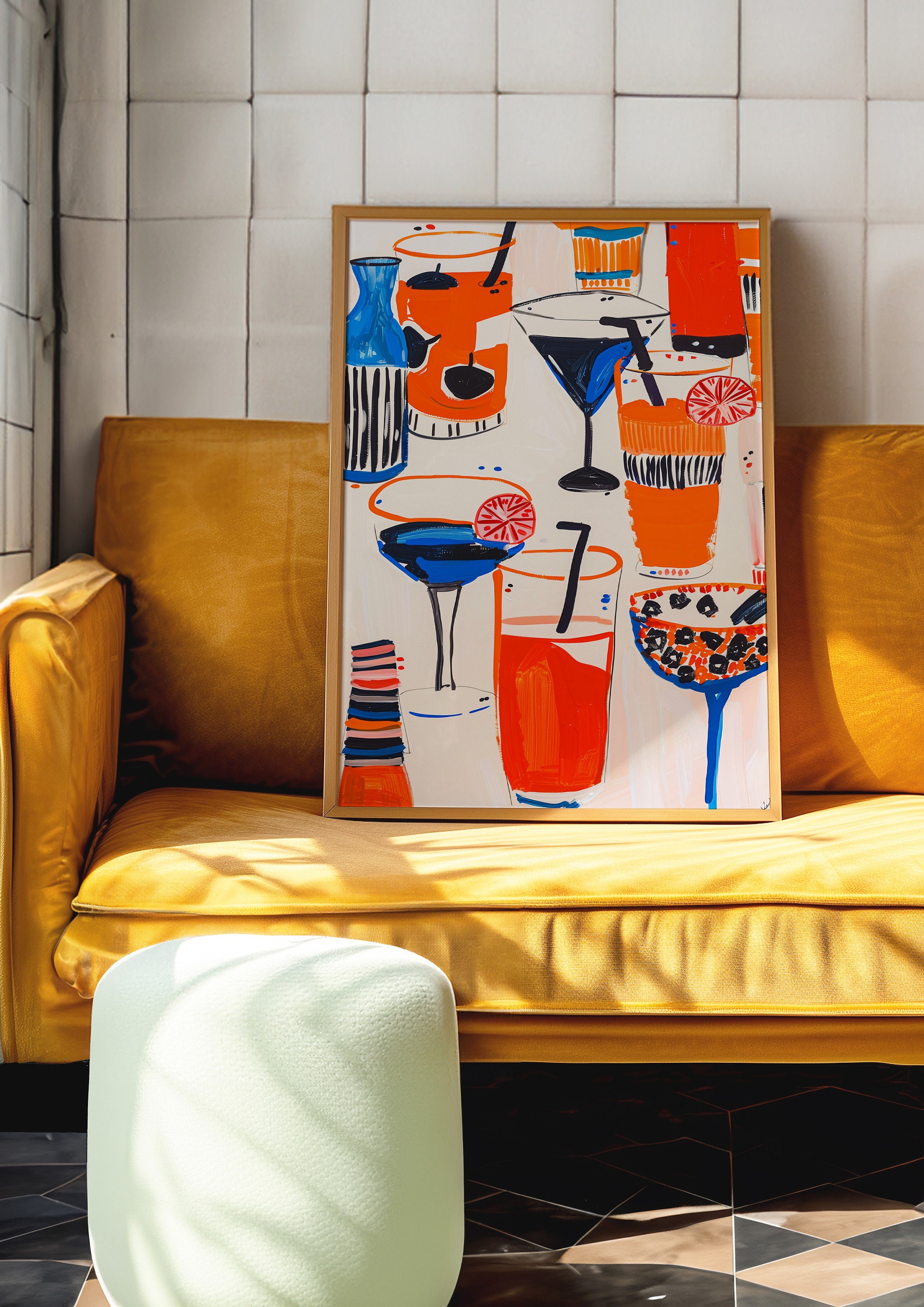 Colorful Abstract Cocktail Art Print, Vibrant Drink Design, Digital ...