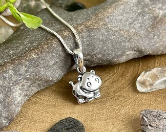 Power Animal Collection-Sterling Silver Tiny Cow (Pendant Only or with Chain) -925 Sterling Silver