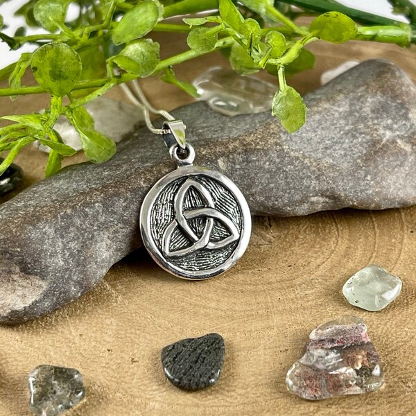 Sterling Silver Celtic Triquetra Coin (Pendant Only or with Chain) -925 Sterling Silver