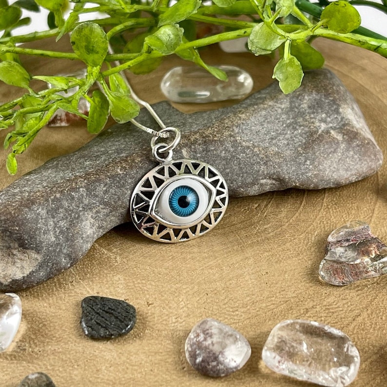 Pendant Only or with Chain Sterling Silver Evil Eye -925 Sterling Silver