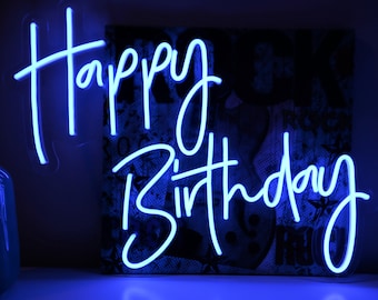 Happy Birthday Multicolor RGB Neon Sign 33&quot; x 30&quot; With Dimmer**US Seller