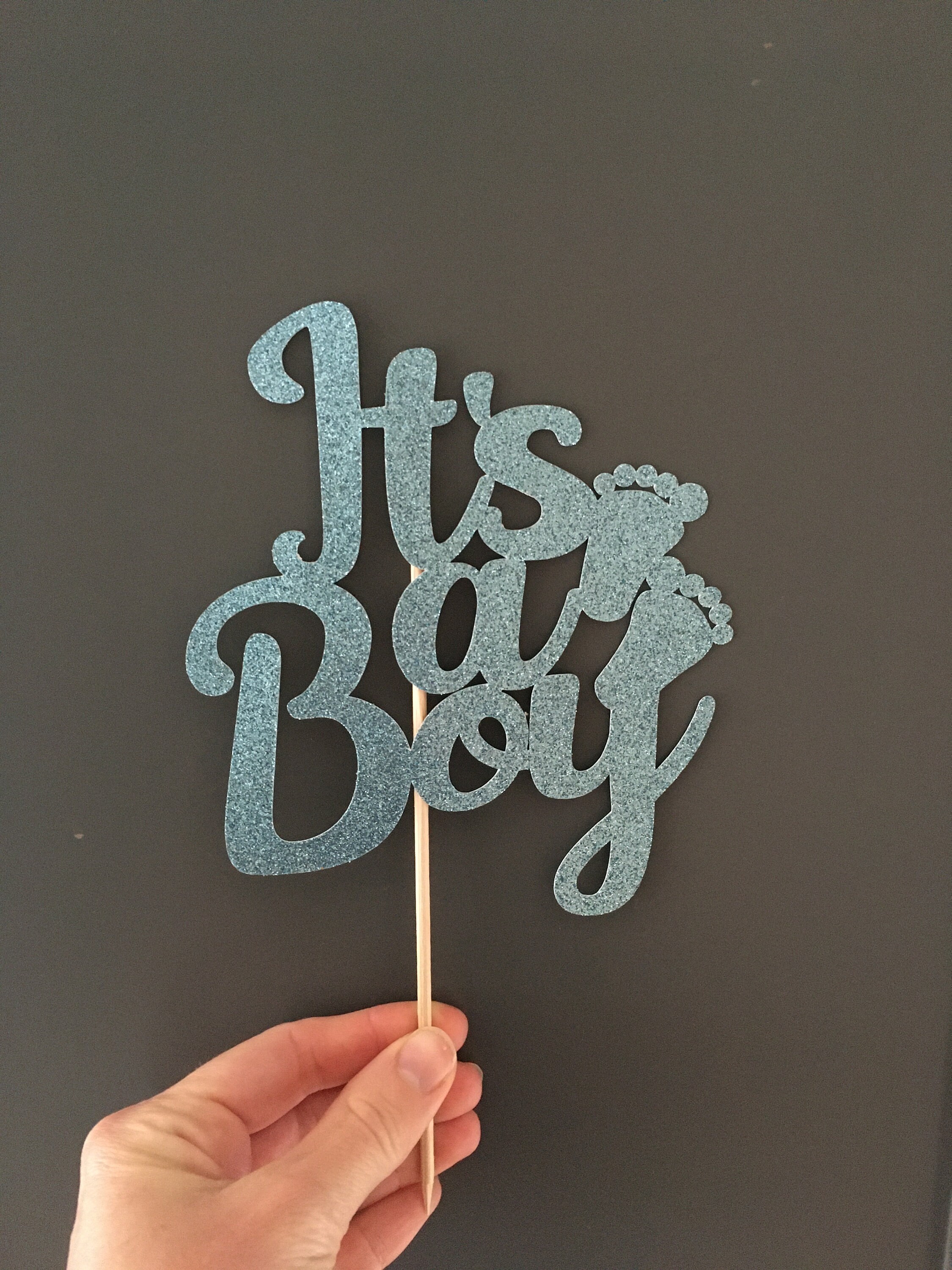 IT'S A BOY Baby shower Cake Topper Baby Footprints Etsy
