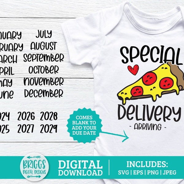 Pizza Pregnancy SVG | pizza svg, Special Delivery SVG, pregnancy announcement svg, baby announcement svg, new baby svg, pizza baby svg