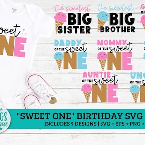 Süße SVG-Bundle | Eiscreme-Svg, 1. Geburtstag-Svg, erster Geburtstags-Svg, Geburtstagskind-Svg, Pastell süßer eins svg, Eis-Geburtstags svg