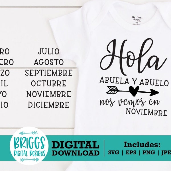 Hola Abuela y Abuelo SVG | Grandparents svg, hello grandpa svg, pregnancy announcement svg, Baby Onesie Svg, baby svg,  new baby svg