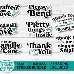 Small business sticker bundle | 8 Sticker bundle, print and cut stickers, thank you sticker, business sticker png, packaging stickers