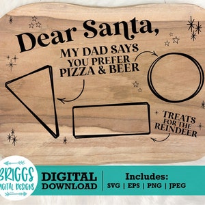 Divertente Santa Tray SVG / Caro Babbo Natale SVG, pizza e birra in formato SVG, piatto di biscotti di Babbo Natale, Cookie Tray SVG, biscotti e latte in formato SVG, vassoio di Natale in formato SVG